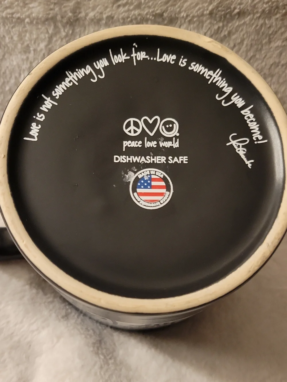 Peace Love World Cogfee Or Tea Mug. Red, Black, And White